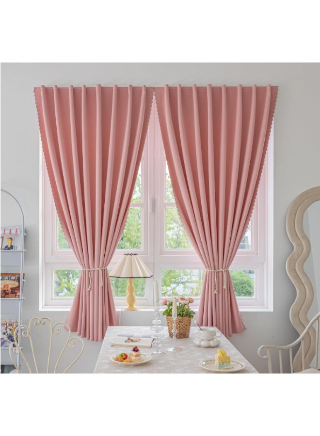 Arabest Blackout Curtains, Portable 100% Self Adhesive Simple and Easy to install for Bedroom Window Thermal Lnsulated Kitchen Room DarkeningDrapes (2 Pcs Pink 47" x 79")